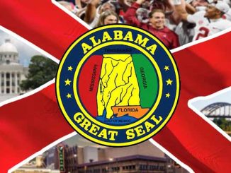 Alabama state flag and landmarks