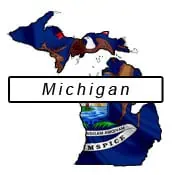 Michigan flag and outline