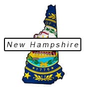 New Hampshire flag and outline