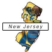 New Jersey flag and outline