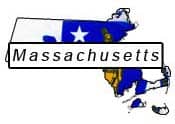 Massachusetts flag and outline