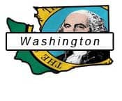 Washington outline and flag