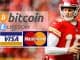 kc chiefs qb patrick mahomes with logos for visa mastercard bitcoin and litecoin