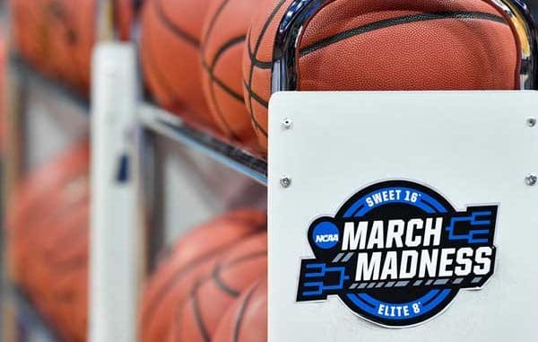 March Madness balls and court