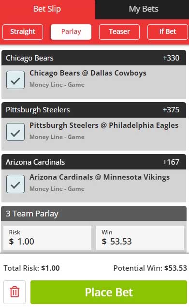 BetOnline NFL parlay