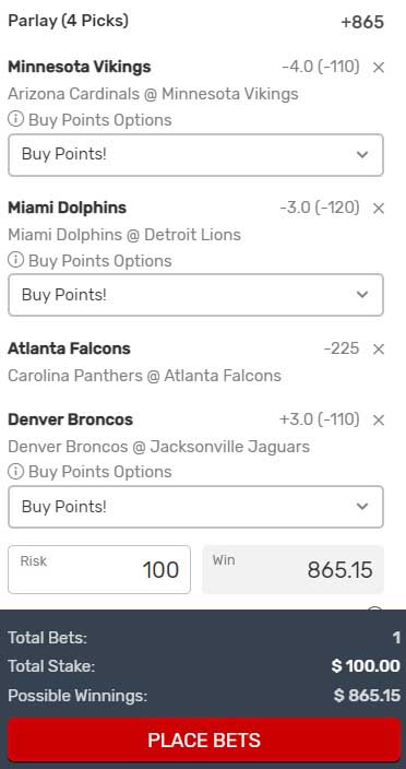 Bovada NFL Parlay