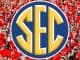 SEC logo in front of cheering Georgia Bulldogs fans
