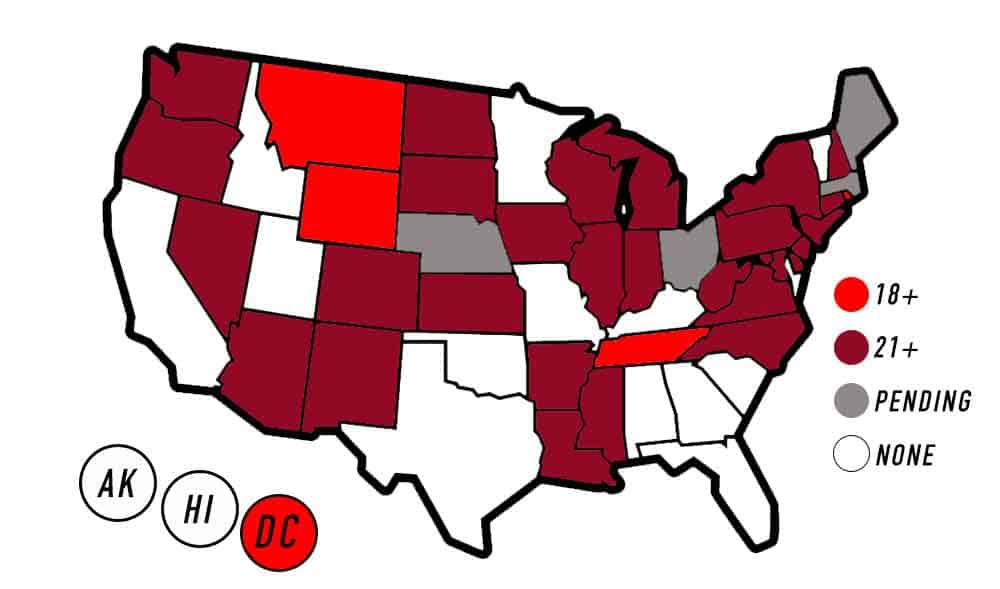 US States sports betting age
