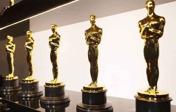 a row of Academy Awards