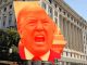 Trump yelling inside an outline of Georgia in front of a GA courthouse