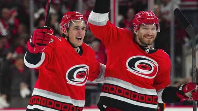 Carolina Hurricanes celebrating a win