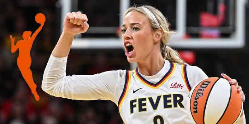 WNBA player and logo