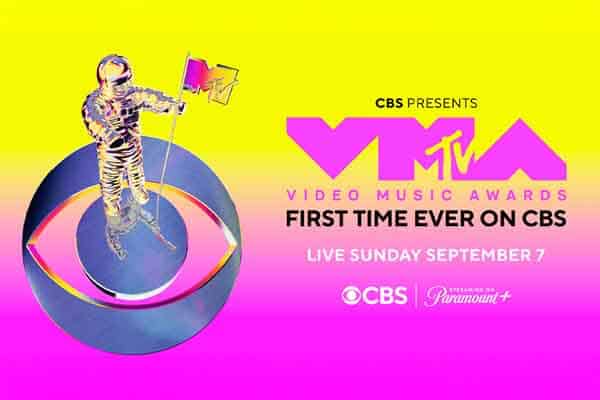 a promo for the 2025 MTV VMAs on CBS featuring the Astronaut standing on the CBS logo
