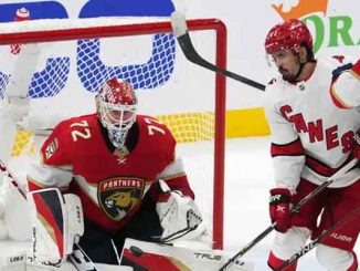 NHL action on ice