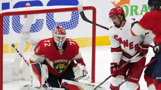 NHL action on ice