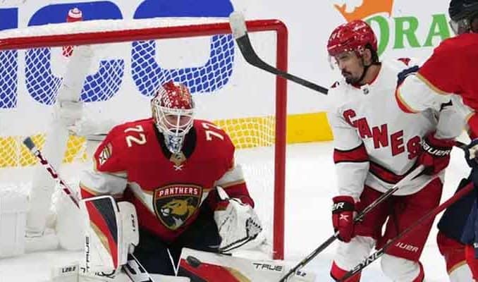 NHL action on ice