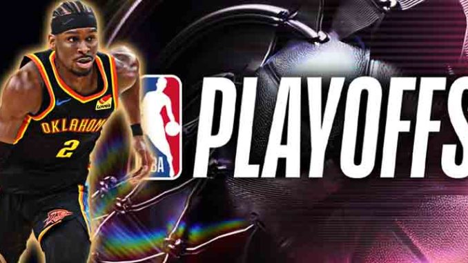 SGA in front of NBA logo