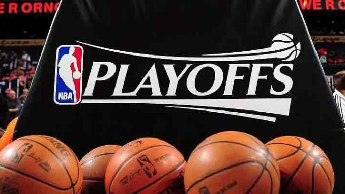 NBA Playoff logo and balls