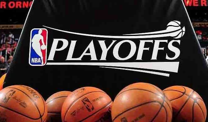 NBA Playoff logo and balls